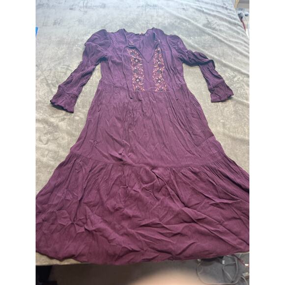 Knox Rose Dresses & Skirts - Knox Rose (Size XS) Peasant Dress Full‎ Length Red Embroidered Tassels Bohemian